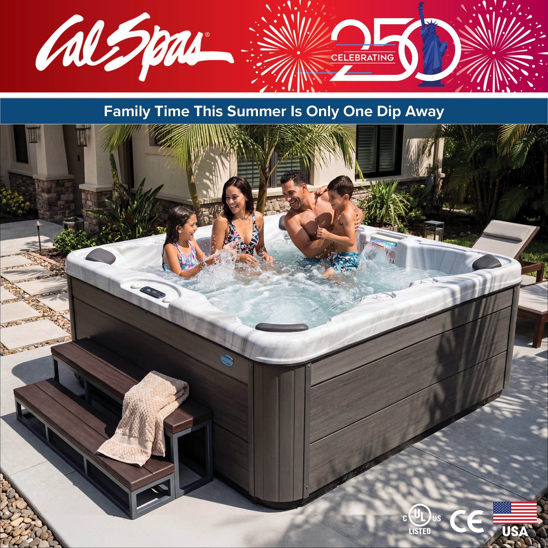 Calspas hot tub being used in a family setting - Wenatchee